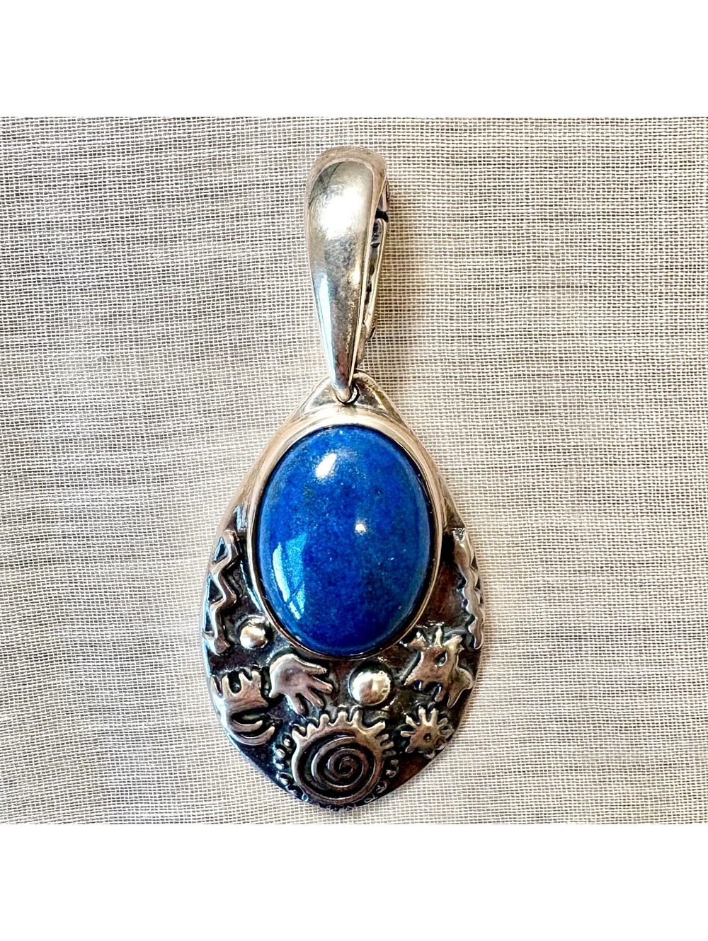 925 Sterling Silver Carolyn Pollack Relios Lapis Lazuli Pendant, Southwestern